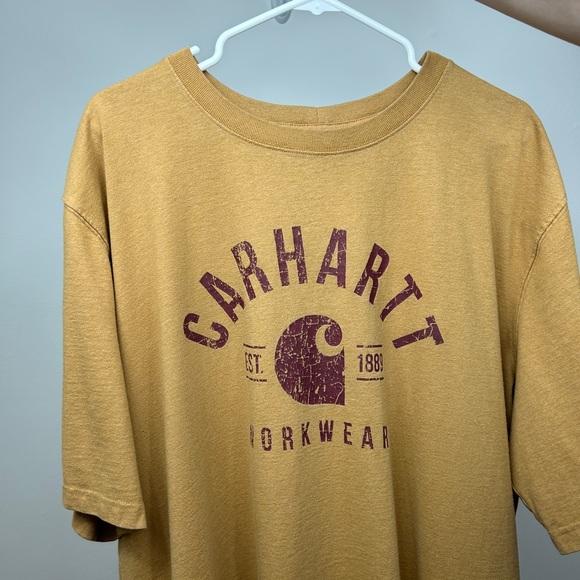 Carhartt Men’s Short Sleeve Crewneck Tee Shirt Work Top Yellow Size 2XL Tall - Picture 2 of 11